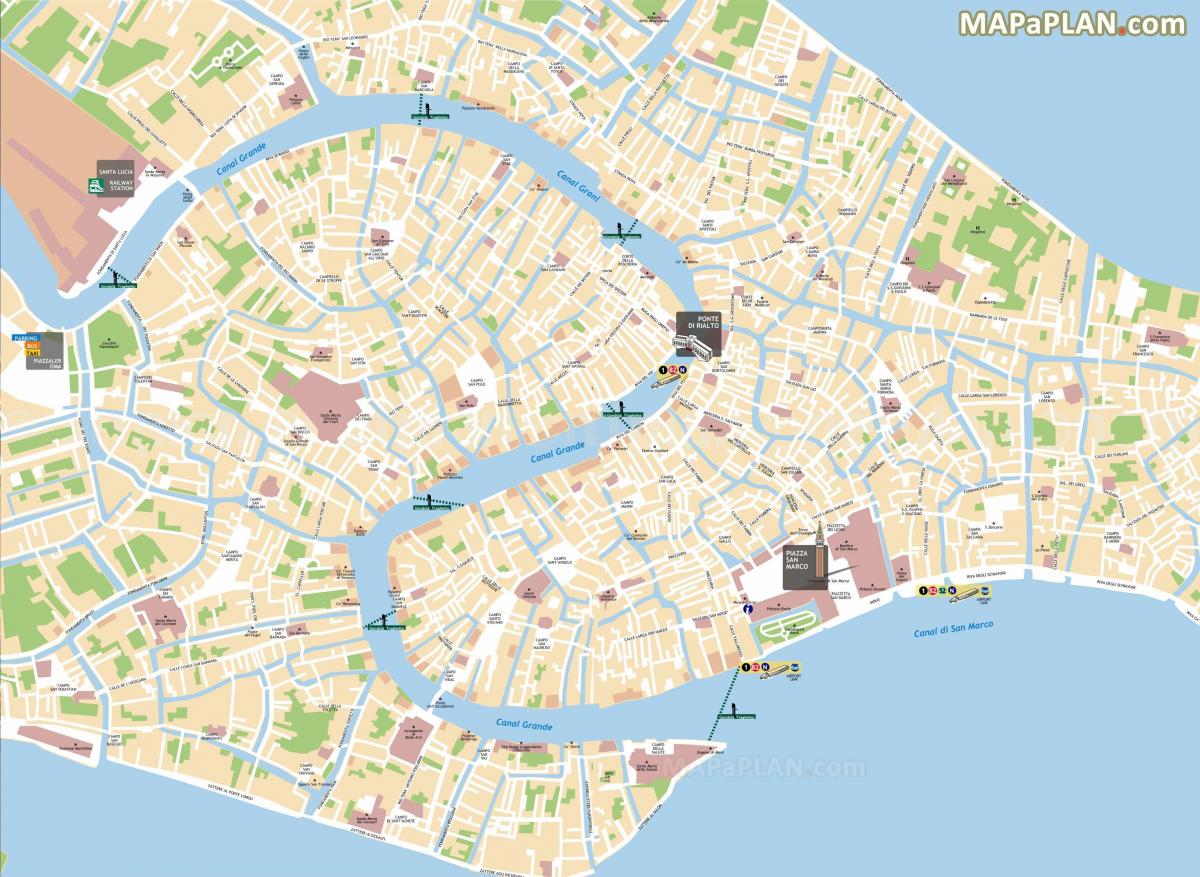 Karte von Venedig, Italien, Kanäle