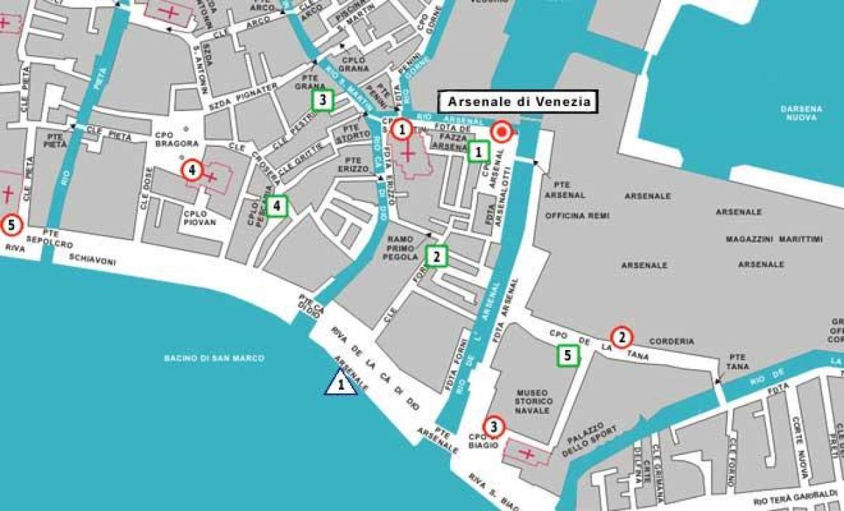 Karte von Venedig arsenale