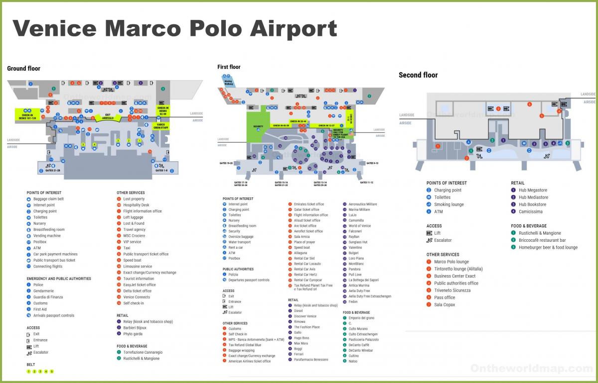 Karte von Venedig Flughafen-terminal