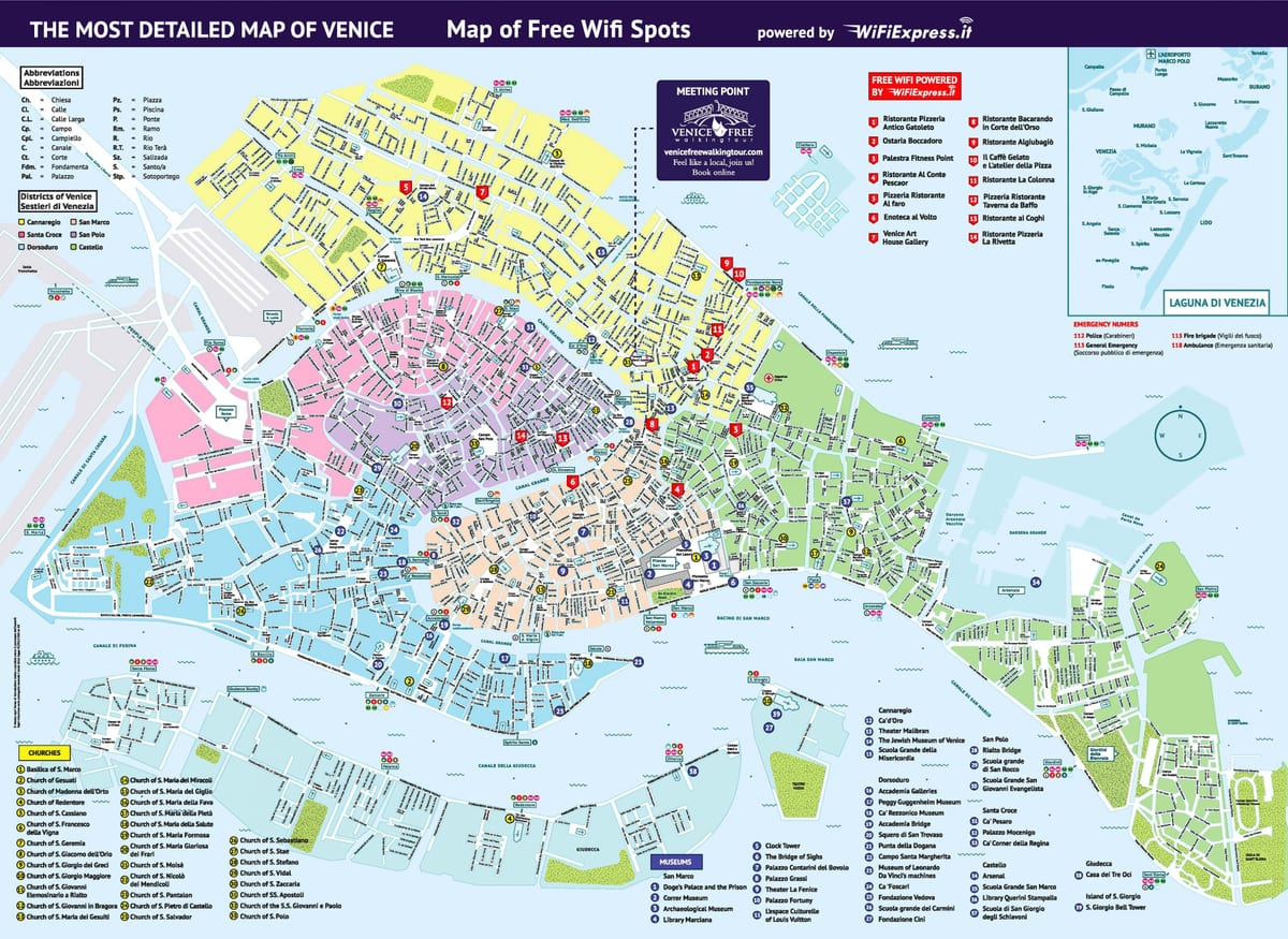 Karte von Venedig Italien Sehenswürdigkeiten