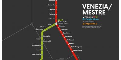 Karte von Venedig Straßenbahn